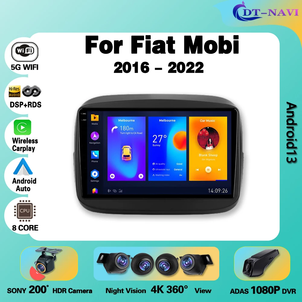 

Car Radio Carplay Android For Fiat Mobi 2016 - 2022 Multimedia Video Player touch screen Navigation Auto stereo No 2din