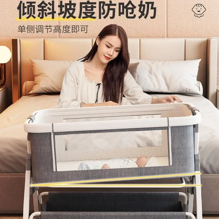 Aluminum Alloy Baby Crib Splicing Large Bed Multifunctional Movable Folding Children's Bed Baby Crib Cradle