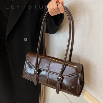 LEFTSIDE Design Small PU Leahter Underarm Bags For Women 2024 Korean Fashion Female Retro Shoulder Bag Handbags And Purses 1