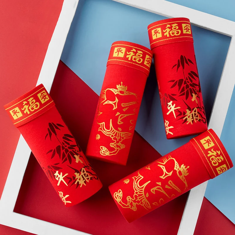 Men Boxer Cotton Underwear Breathable Male Panties Briefs Underpants New Year Of The Tiger Red Underwear Natal Year Boxershorts