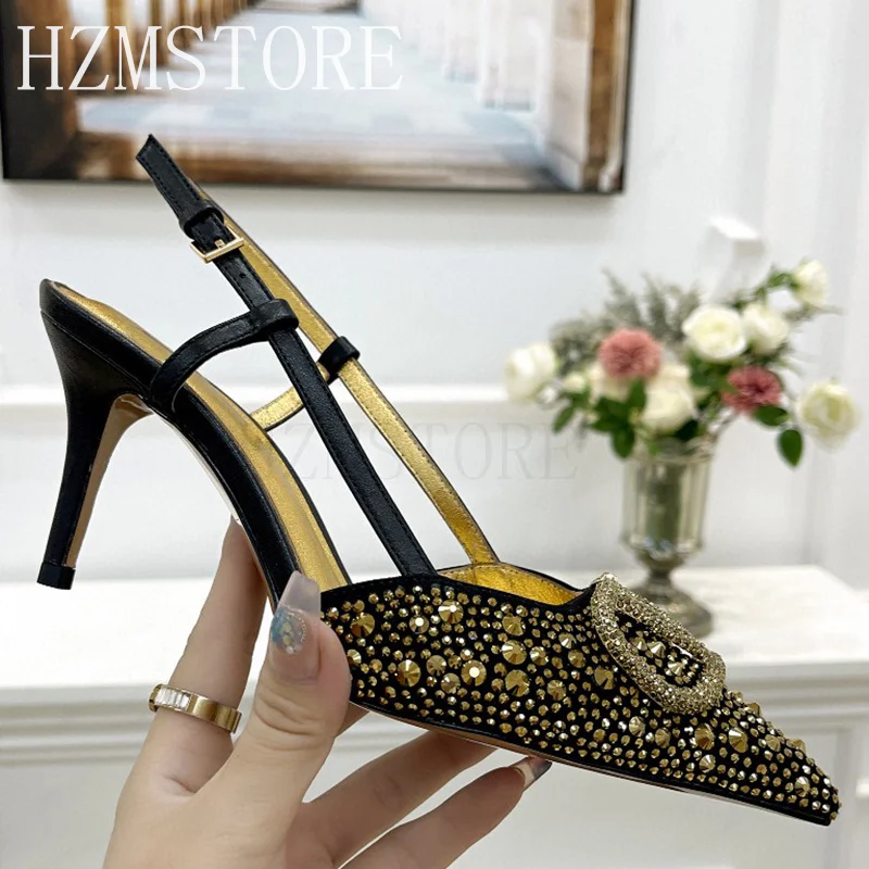 

Hot Sexy Pointy Wrap toe Crystal High Heels Shoes Women Multicolour Inlaid Rhinestone Sandals Summer Luxury Wedding Dress Shoes