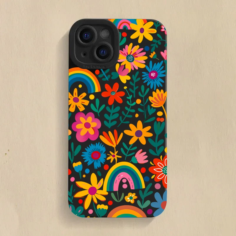 Vibrant Floral Rainbow Pattern Soft Matte Phone Case