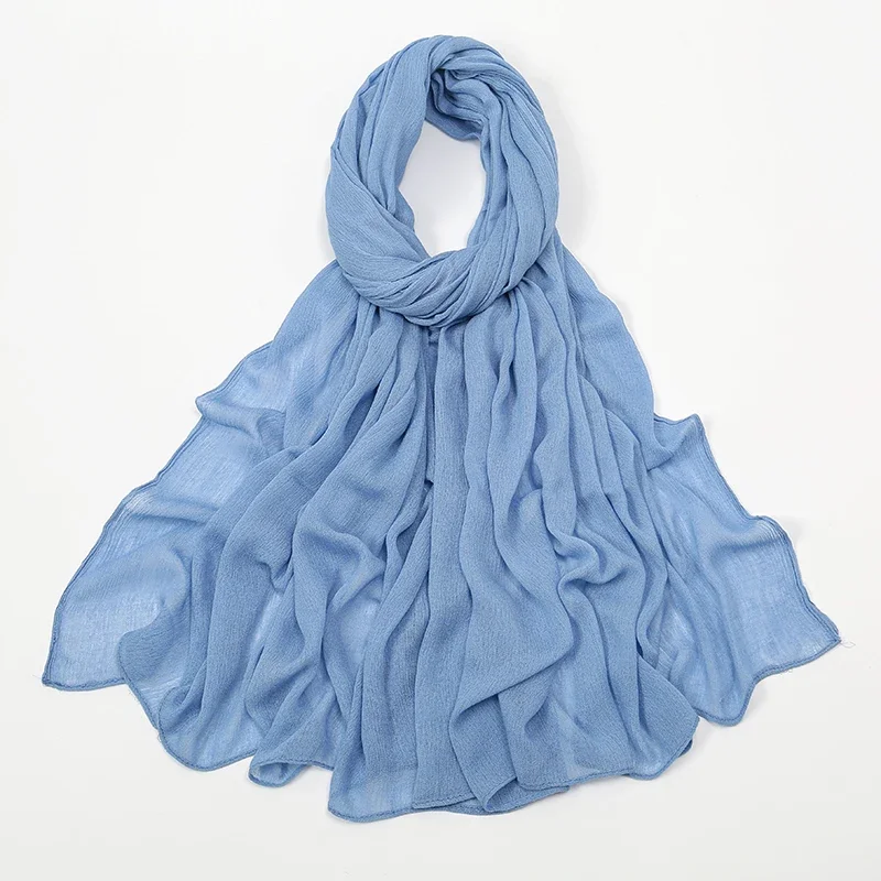 Rayon Crinkle Muslimische Frauen Hijab Viskose Baumwolle Turbane für Frau Falten Islamische Tücher und Wraps Ramadan Hijabs Schal 180*70 cm – Detail 36