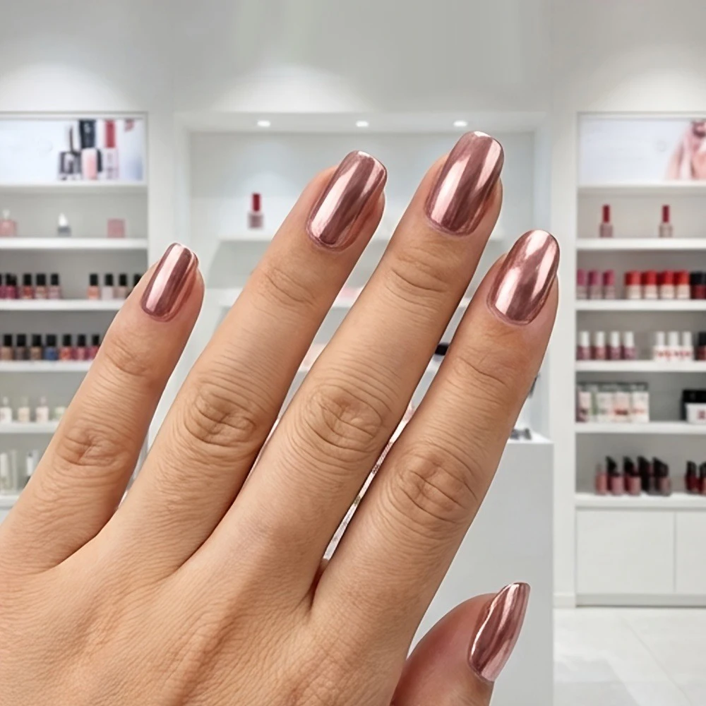 Rose Gold Metallic Mirror Polish: Quick-Dry, Glossy Finish for Everyday Elegance and Special Occasions