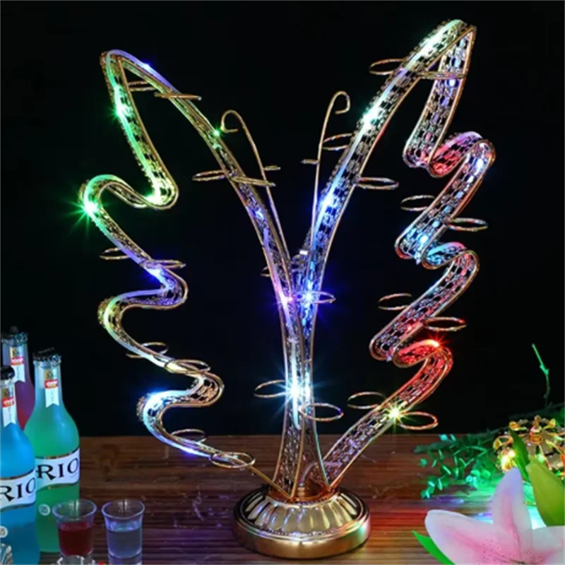 LED Flashing Butterfly Cocktail Shot Glass Rack Bar VIP Serving Wine Champagne Glass Cup Holder Glowing Service Tray Presenter