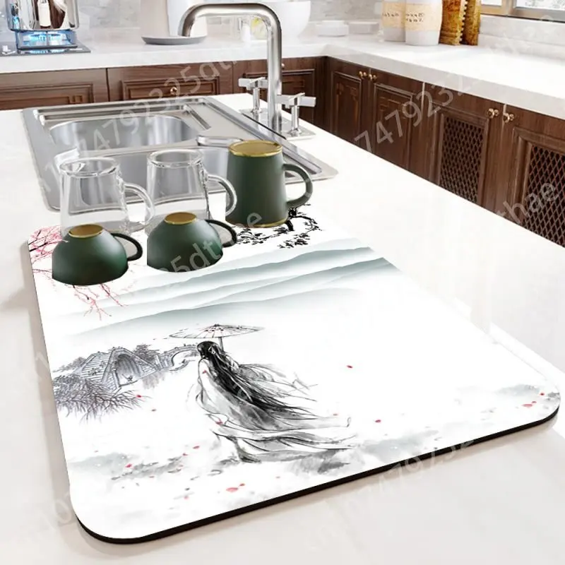 Kitchen Countertop Drainage Mat Diatom Mud Water Absorption Soft Cushion  Desktop Bar Tableware Cup Dry Non-slip Mat - AliExpress