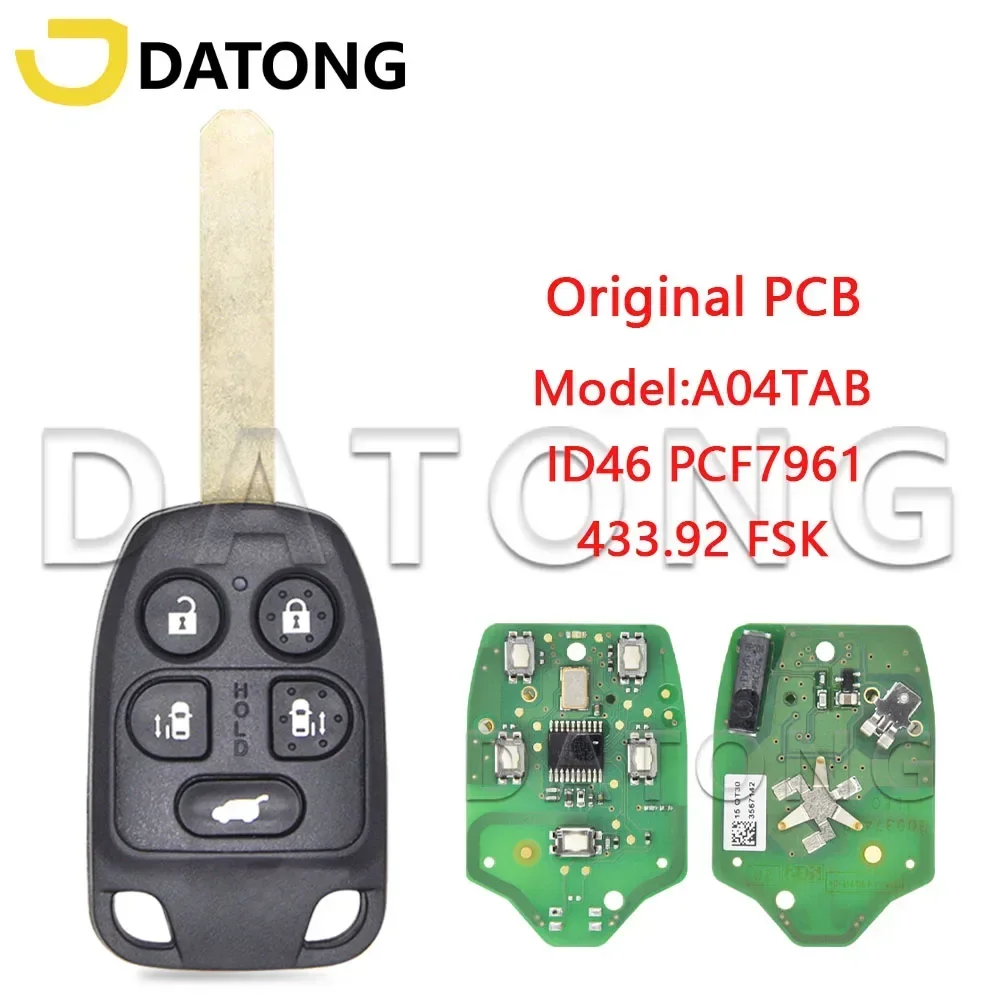 

Datong World Car Remote Control Key For Honda Odyssey FCCID A04TAB ID46 PCF7961 433.92 FSK Original PCB Smart