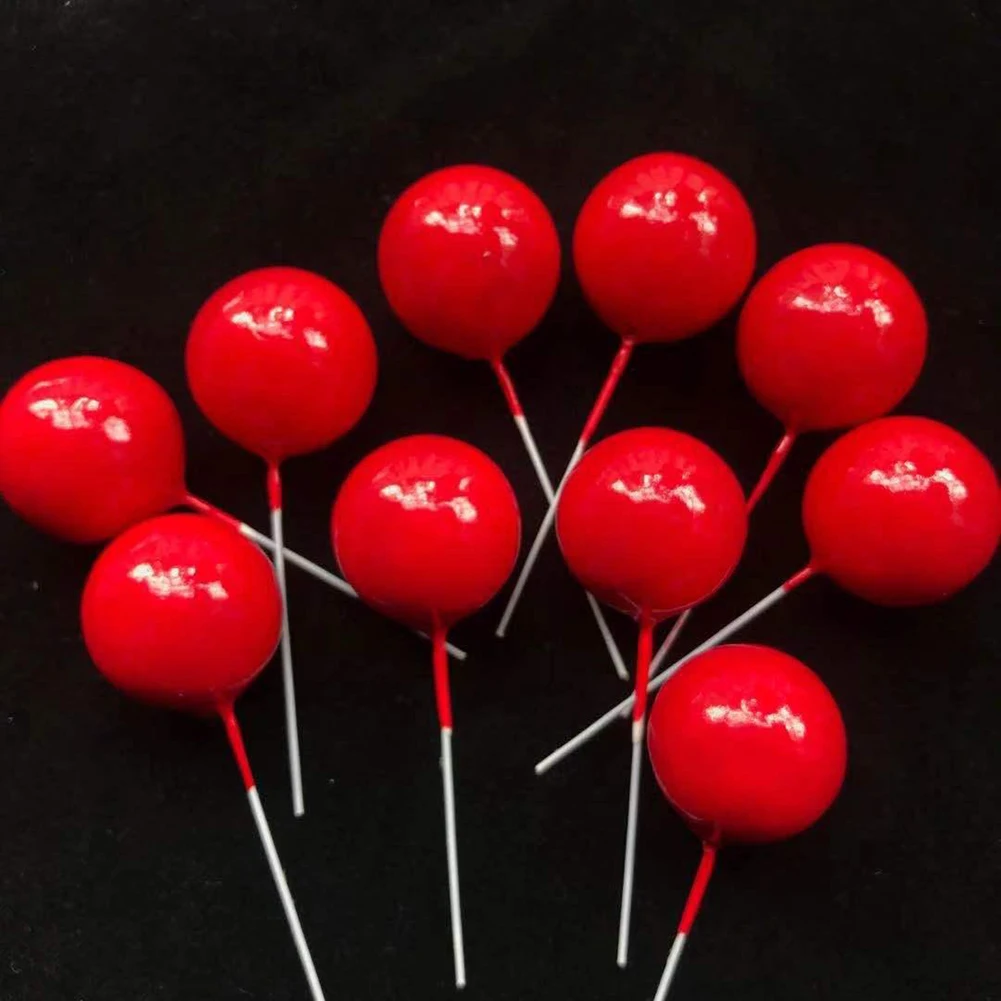 20 stücke Ball Für Kuchen Topper Geburtstag Neue 2/2,5/3/4 cm Weiß/gelb/schwarz/lila/rot Kuchen Topper Cupcake Topper Für Kuchen Dekor – Detail 5
