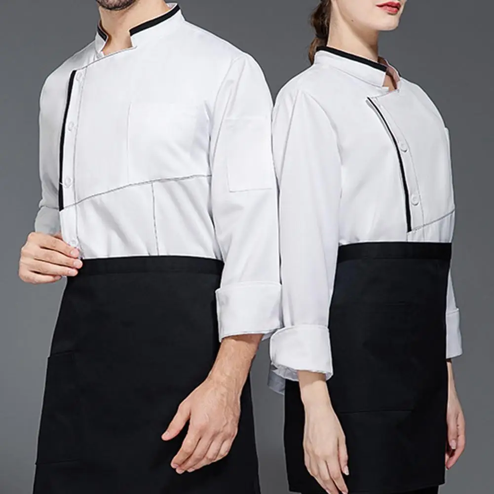 

Breathable Chef Coat Stain-resistant Chef Uniform for Kitchen Restaurant Short Sleeve Stand Collar Top for Cooks for Bakery