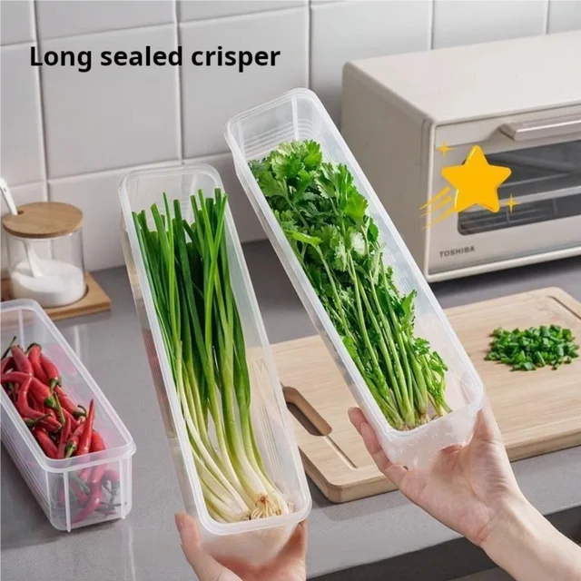 1 Pcs Long Rectangular Food Storage Containers, Plastic Reusable Refrigerator Organizer Boxes Kitchen Accessories 1