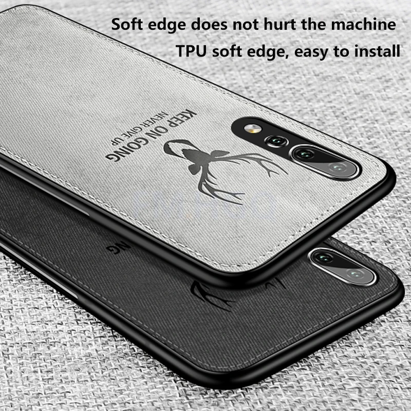 Cloth Texture Deer 3D TPU Magnetic Car Case For Huawei Mate 40 30 P20 P30 P40 Pro Lite Cover Built-in Magnet Plate