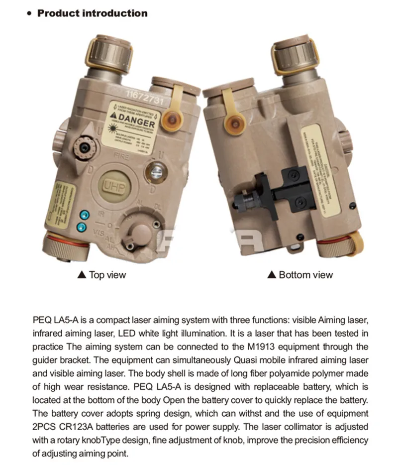 PEQ-LED Gun Light with Red Dot Laser Indicator, IR Signal, Hunting Rifle, UHP LA5-A 15, New Version,