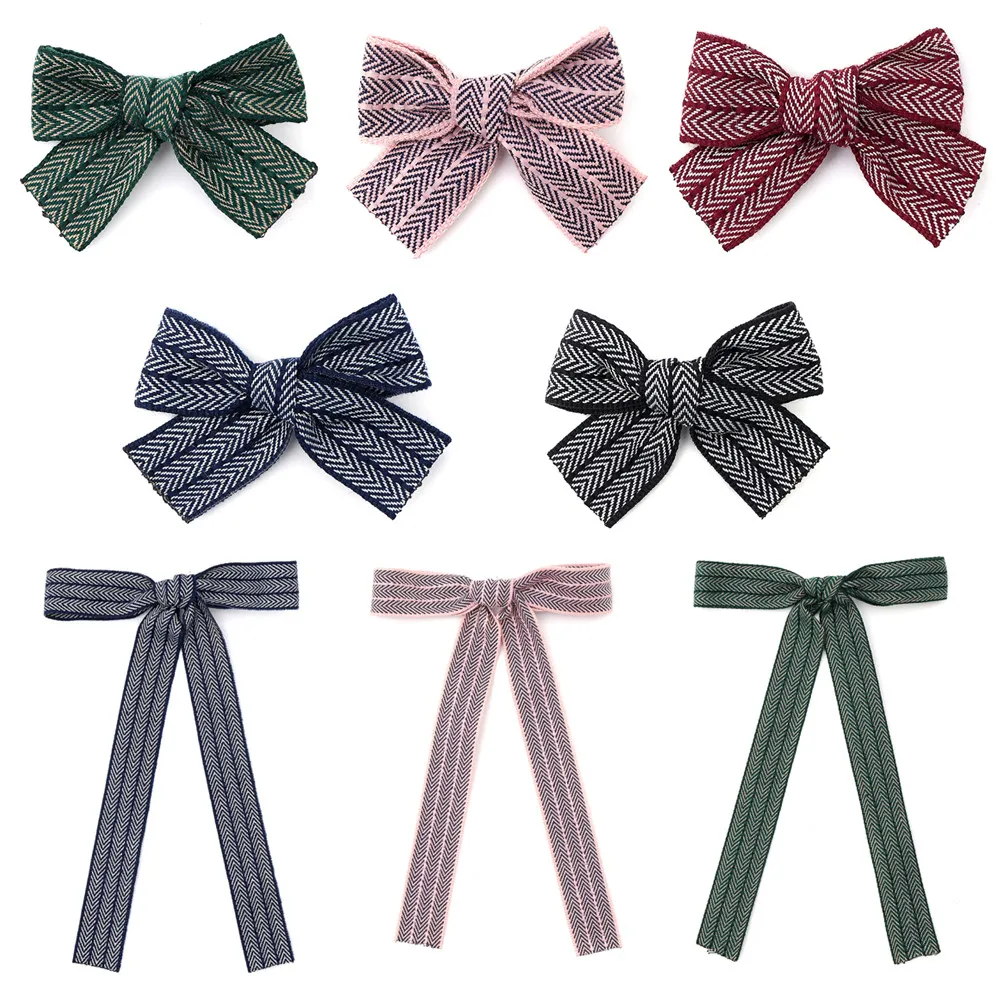 

001I милые заколки для волос с бантом в елочку, заколки для волос с утягивающей лентой, заколки-пряжки, детские головные уборы, модные аксессуары для волос