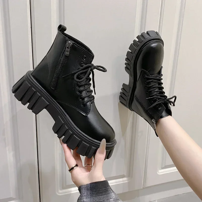2024 White New Women Ankle Boots Autumn Winter Platform