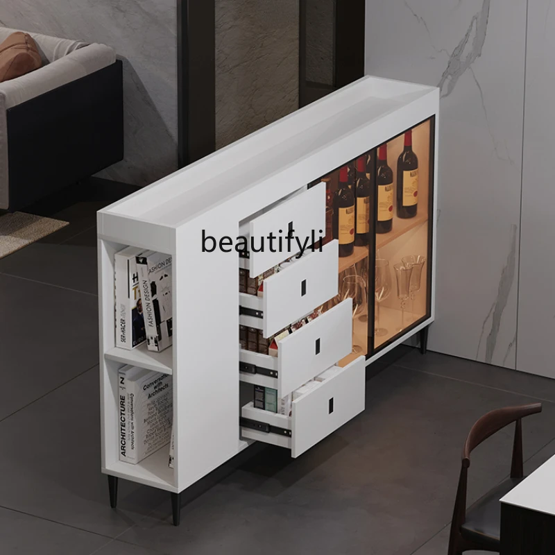 

LBX Sideboard Cabinet Partition Double-Sided Ultra-Thin Wine Cabinet Modern Minimalist Solid Wood Garden Locker Entrance Cabinet