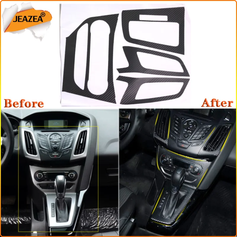 Jeazea Per Ford Focus 3 Tuning Mk3 Automatic Lhd Car Styling Interior Center Console Decalcomania Adesiva Per Stampaggio In Fibra Di Carbonio