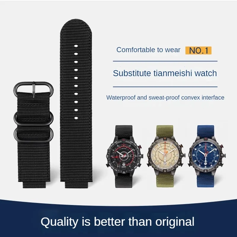 

Canvas Watch Strap Substitute For Tianmeishi Tide T2N739/T2N720/T2N721 Series Convex Interface Nylon Watchband 16mm