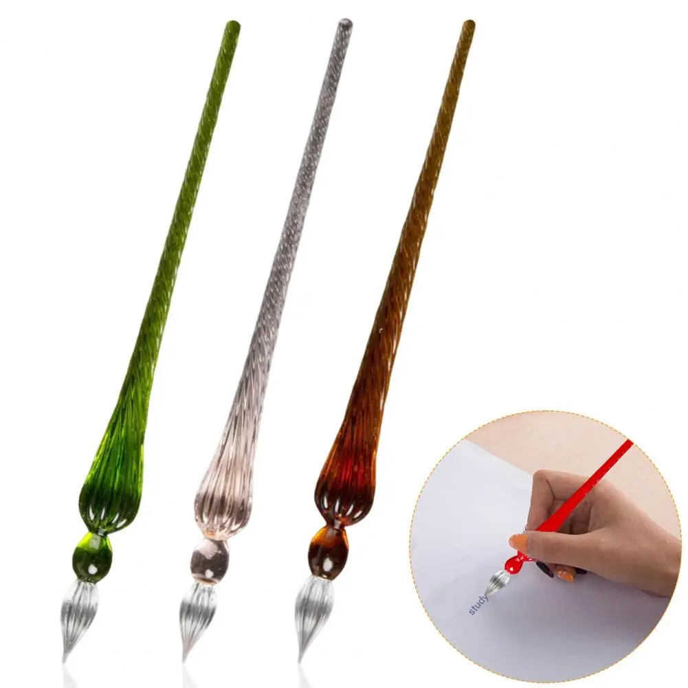 Glass Pen Calligraphy Comics Painting Beautiful Color Effects Dip Pen Smooth Lines Easy to Use Threaded Design Ink Dipping