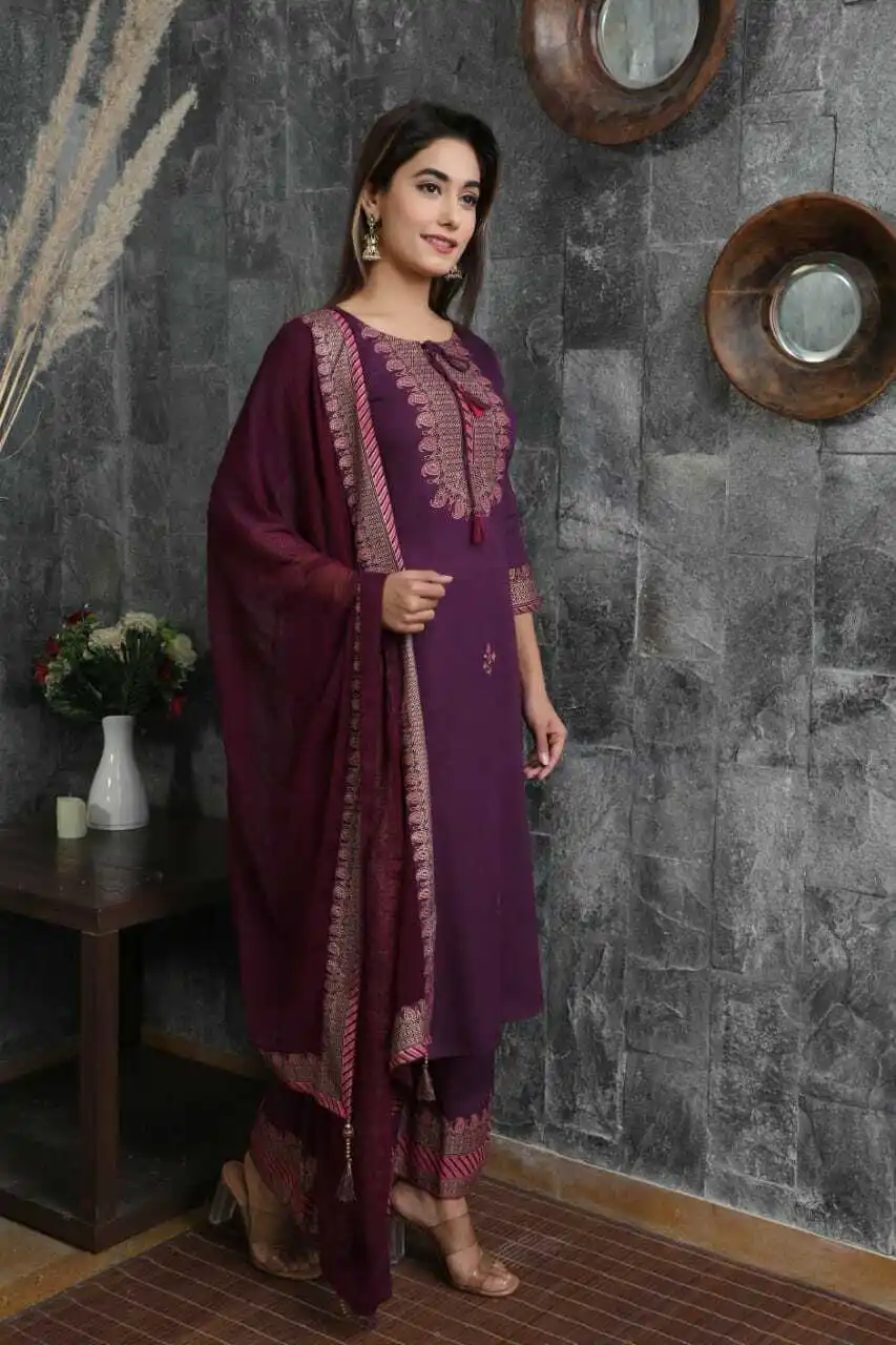 

Women Indian Palazzo Kurta Dupatta Stitched Salwar Kameez Beautiful Summer Suit