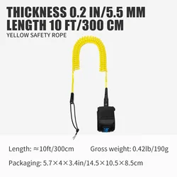 Durable TPU Paddle Board Leash with Comfortable Ankle Strap, 10FT (Yellow)