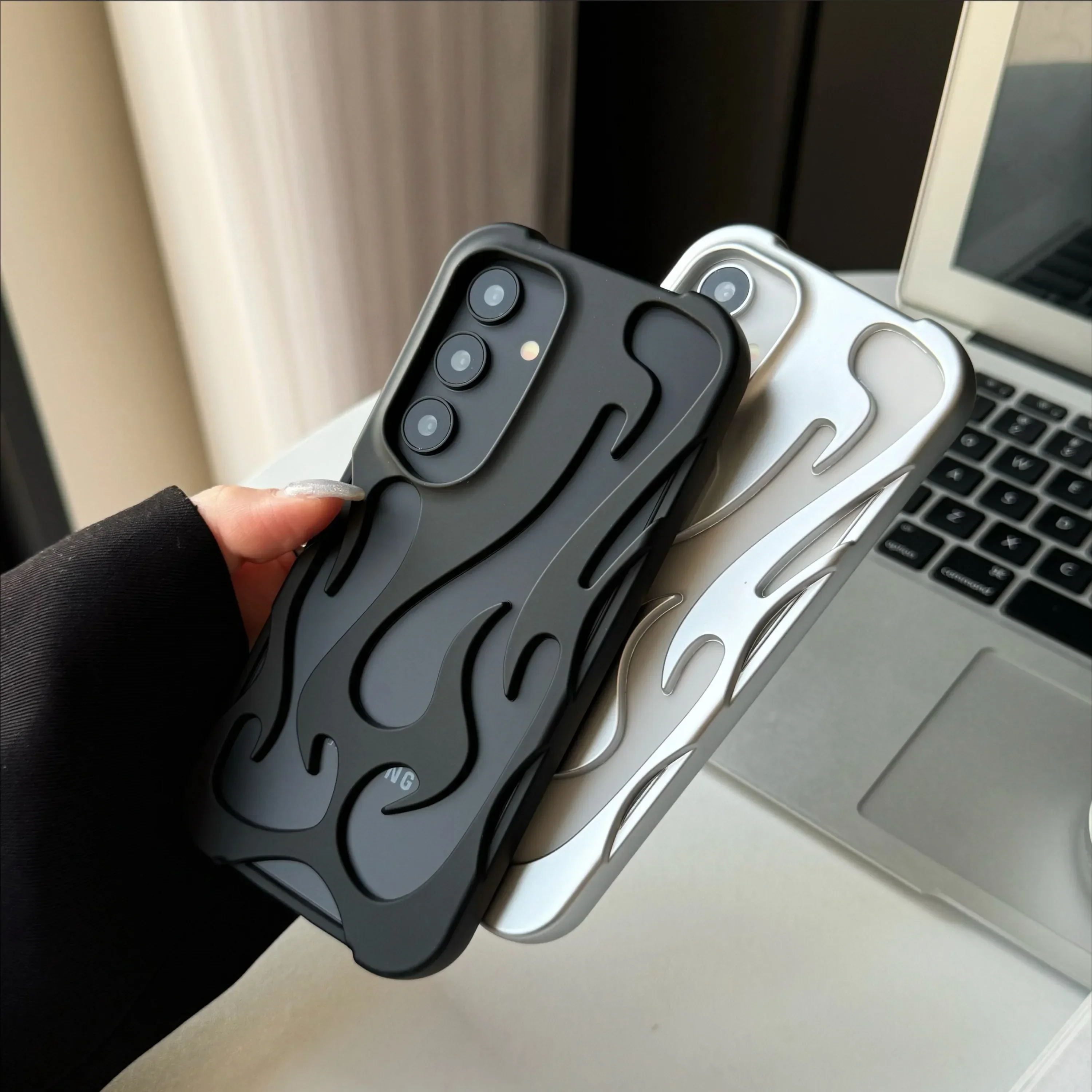 Stylish 3D Flame Pattern Shockproof Slim Case - Fashion Hollow Soft Cover