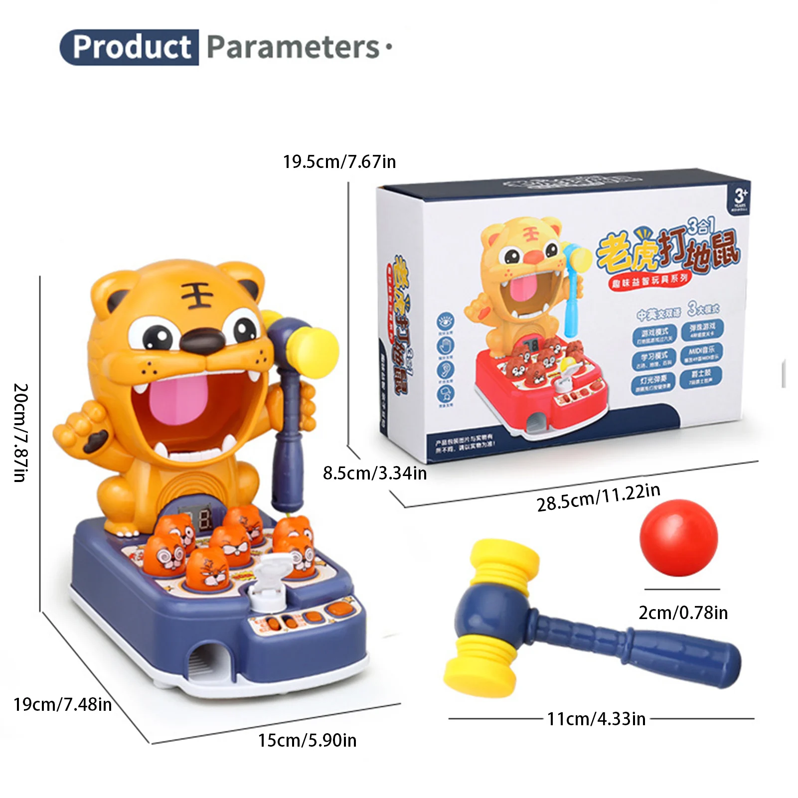 Whack A Mole Game Mini Electronic Arcade Game Interactive Early Educational Developmental Toy With Hammering Pounding And Music