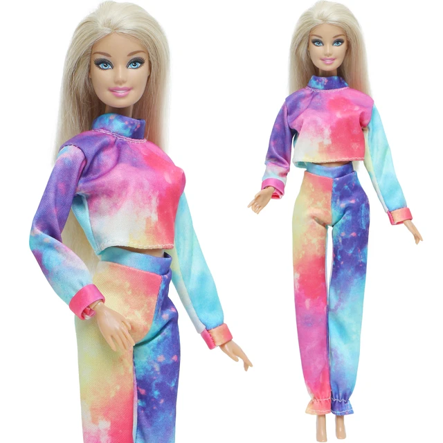 Moda colorida boneca roupas conjunto para roupas barbie esportes