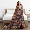 K-Kanye West Face Flannel Blankets Quality Super Soft Rapper Throw Blanket Autumn Airplane Travel Couch Chair Pattern Bedspread 5