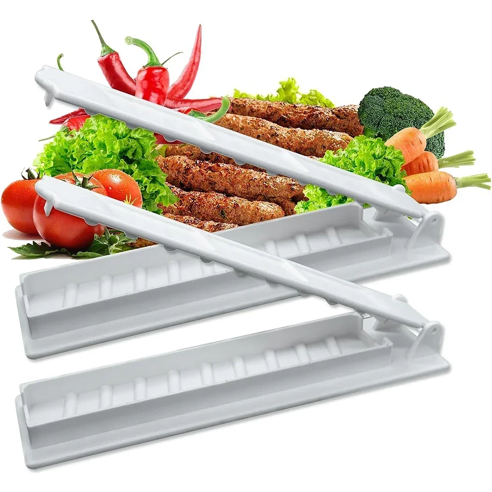 New Single Row Kebab Maker BBQ Meat Reusable Skewer Machine Kebab Press Maker Plastic Bbq Skewer Kitchen BBQ Tool