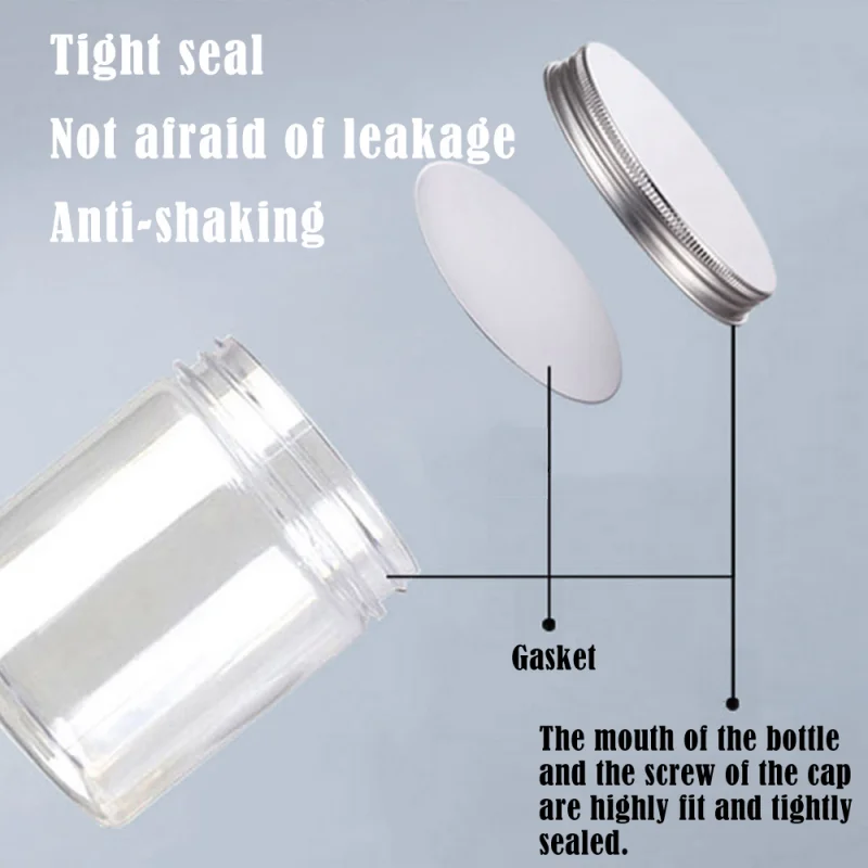 PET Plastic Jar 5pcs 20ml-250ml with Aluminum Lids for Cosmetic Storage storage jar plastic storage bottle
