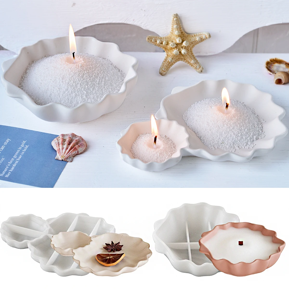 Shell Candle Tray Silicone Mold DIY Succulent Flowerpot Jewelry Storage Dish