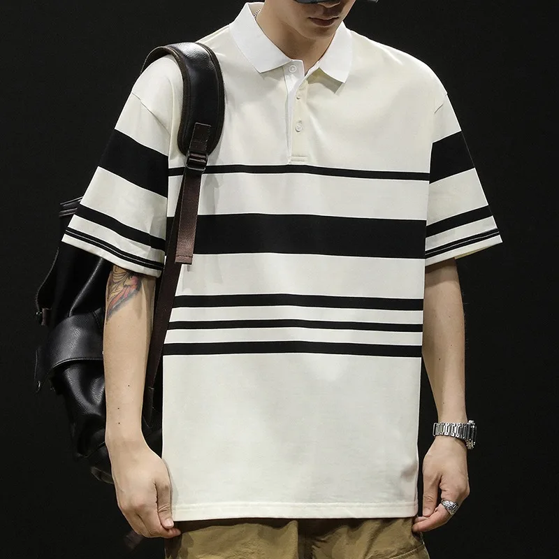 

Fashionable men's polo shirt Men's short sleeve T-shirt men's heavy large size fashion brand summer color T-shirt