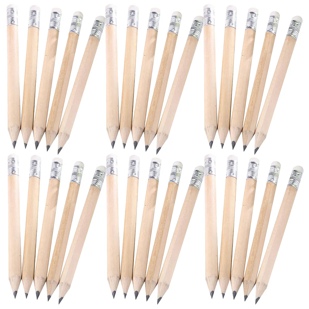 50 Pcs Kids Pencils Triangular Golf Writing Mini Students Half Eraser Tops Toddler Short 5