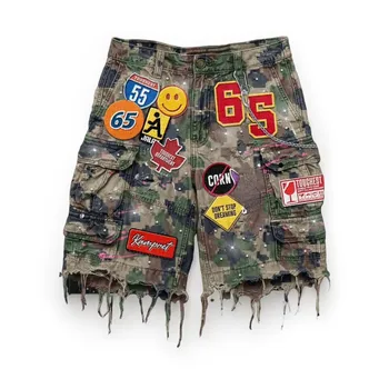 Vintage Diamonds Graphic Baggy Denim Shorts New Goth Y2K Fashion Harajuku Casual High Waist Wide Leg Shorts Streetwear 1
