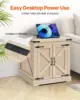 Farmhouse End Table, Rectangle PE Rattan Woven Wood Coffee Table, 24-Inch Modern Boho Style Storage Coffee Table 6