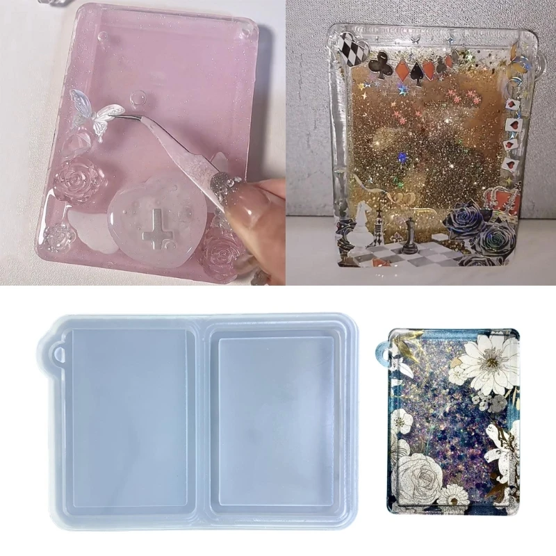 Photo Frame Resin Art Shaker Mold Creative Card Pendant Clear Quicksand Silicone Mold DIY Crafts Casting Epoxy Mold for Keychain