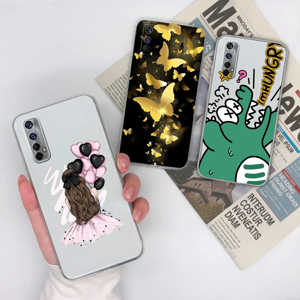 Gradient Flowers Pattern Soft Clear TPU Silicone Phone Case