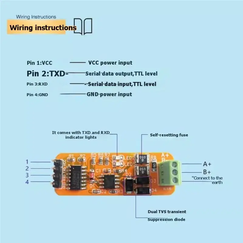 A99E-RS485-TTL 통신 모듈 상호 변환 어댑터 간섭 방지 직렬 포트 연결을 위한 안정적인 출력