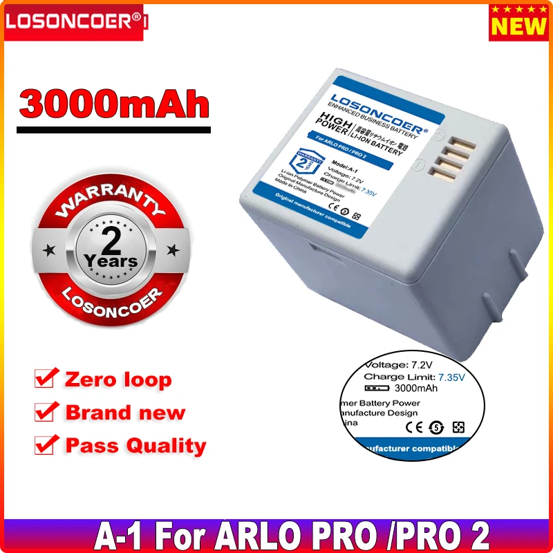 Losoncoer 0 Cycle 100 New 3000mah A1 Battery For Arlo Pro /pro 2