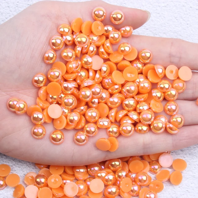 Dark Orange AB Half Round Pearls 2-12mm And Mixed Sizes Imitation Flatback  Glue On Resin Beads DIY Craft Embellishment - AliExpress