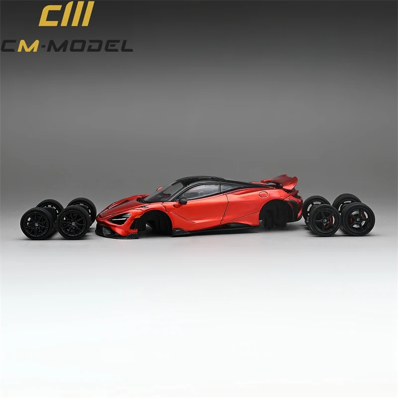 

CM модель 1:64 Mclaren 765LT вулканический оранжевый с дополнительными колесами, литая модель автомобиля