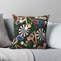 Game Room Billiards Darts Cards Square Pillowcase Polyester Linen Velvet Pattern Zip Decorative Pillow Case Home Cushion Cover 1