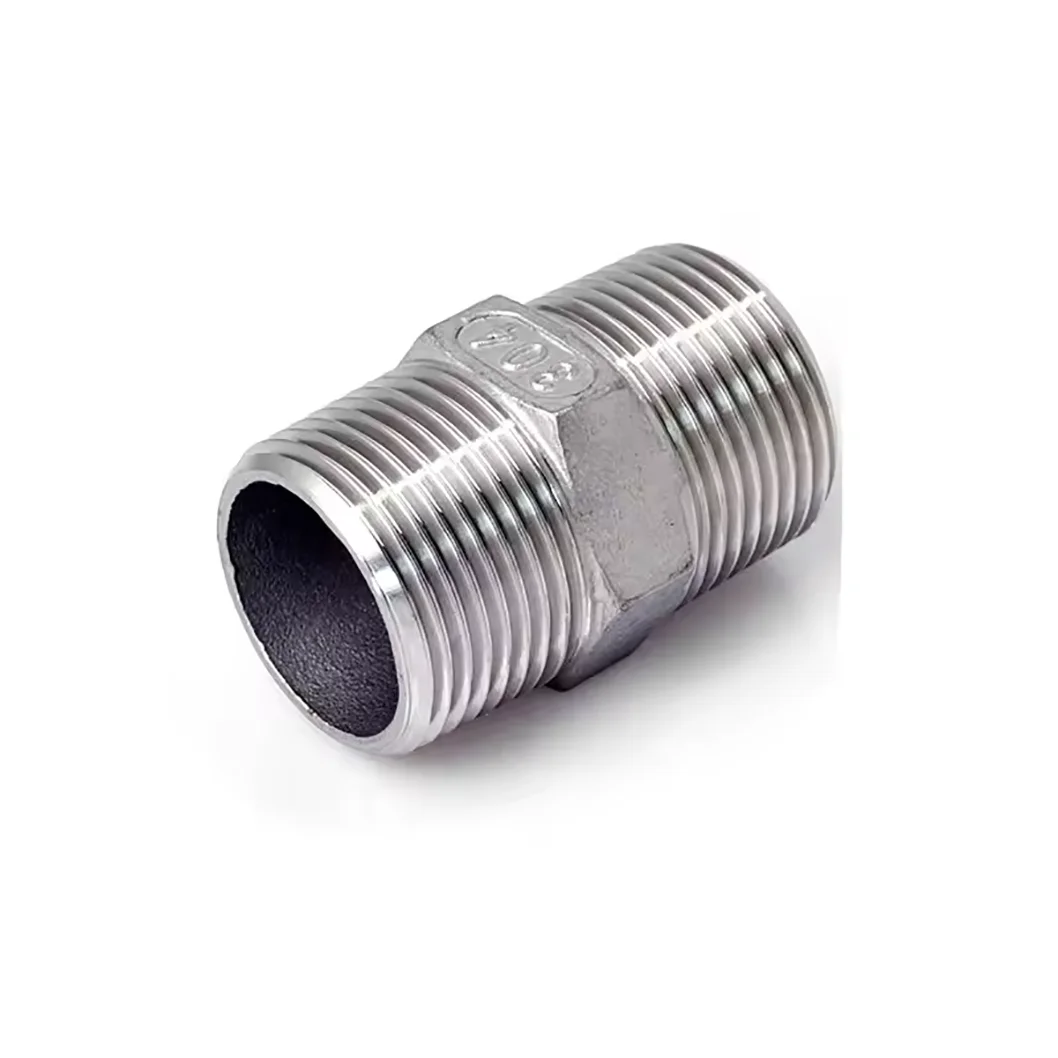 304 Stainless Steel Male to Male Thread Hex Nipple Pipe Fitting Connector Couple