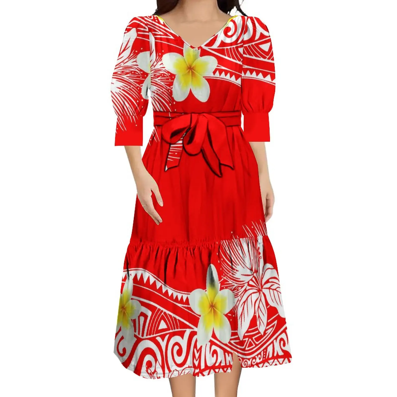 

Summer Women's Dress With Puffed Sleeves Temperament Dress Newly Designed 2023 High Quality Party Dress Polynesia