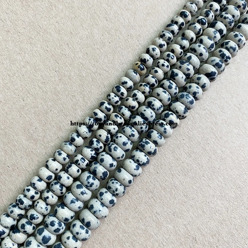 Naturstein Glatte Rondelle Dalmatiner Jaspis 7" Lose Perlen 4X6 5X8mm Auswahlgröße für Schmuckherstellung DIY
