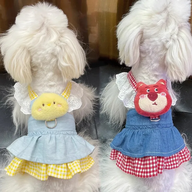 Lace Pet Apparel Harness Dresses For Little Small Dogs Puppy Animal Princess Bichon Pomeranian Summer Autumn Cat Denim Skirts