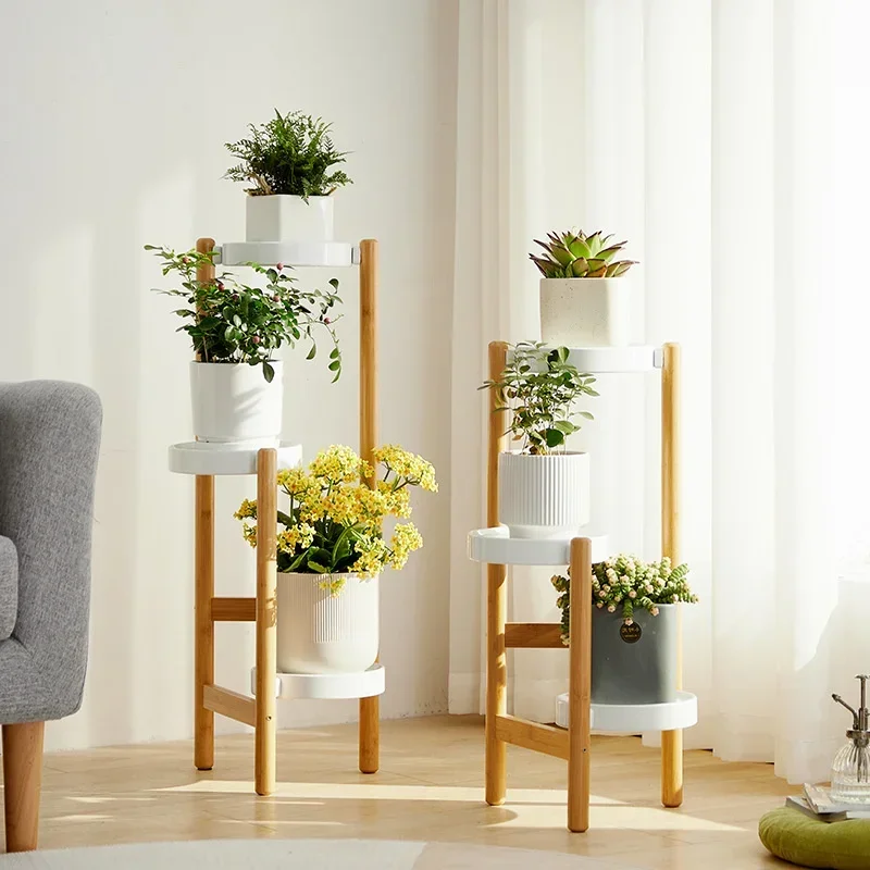 MultiLayer Wooden Flower Stand FloorStanding Nordic Succulent Planter Balcony Living Room Plant Stand for Indoor Gardening Decor