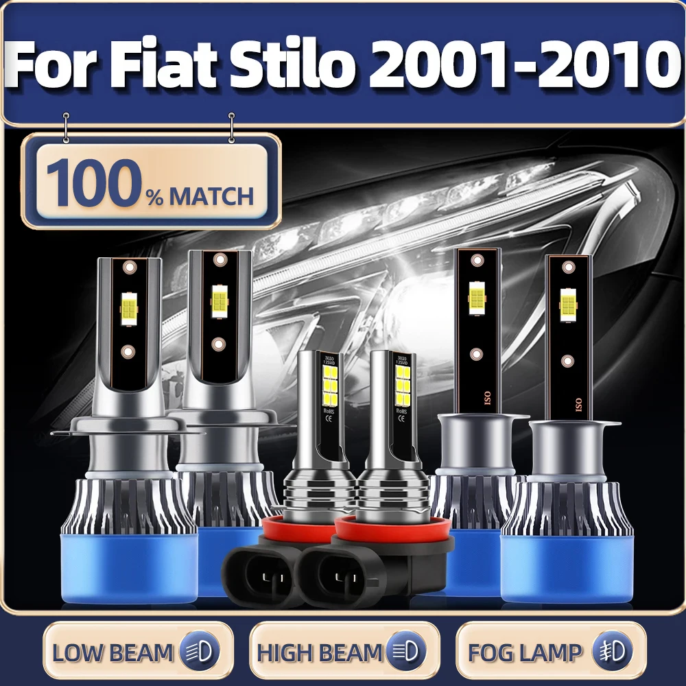 

LED Headlight Bulbs High Low Beam With CSP Chips Fog Lamps 60000LM Plug&Play For Fiat Stilo 2001-2005 2006 2007 2008 2009 2010