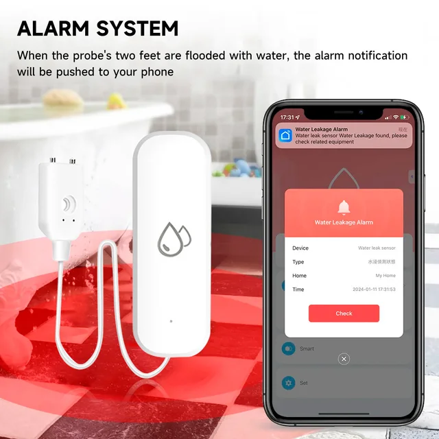Tuya WiFi/ZigBee Water Sensor Leakage Alarm Flood Leak Detector Smart Home APP Remote Control Smart Home Security Protection 5