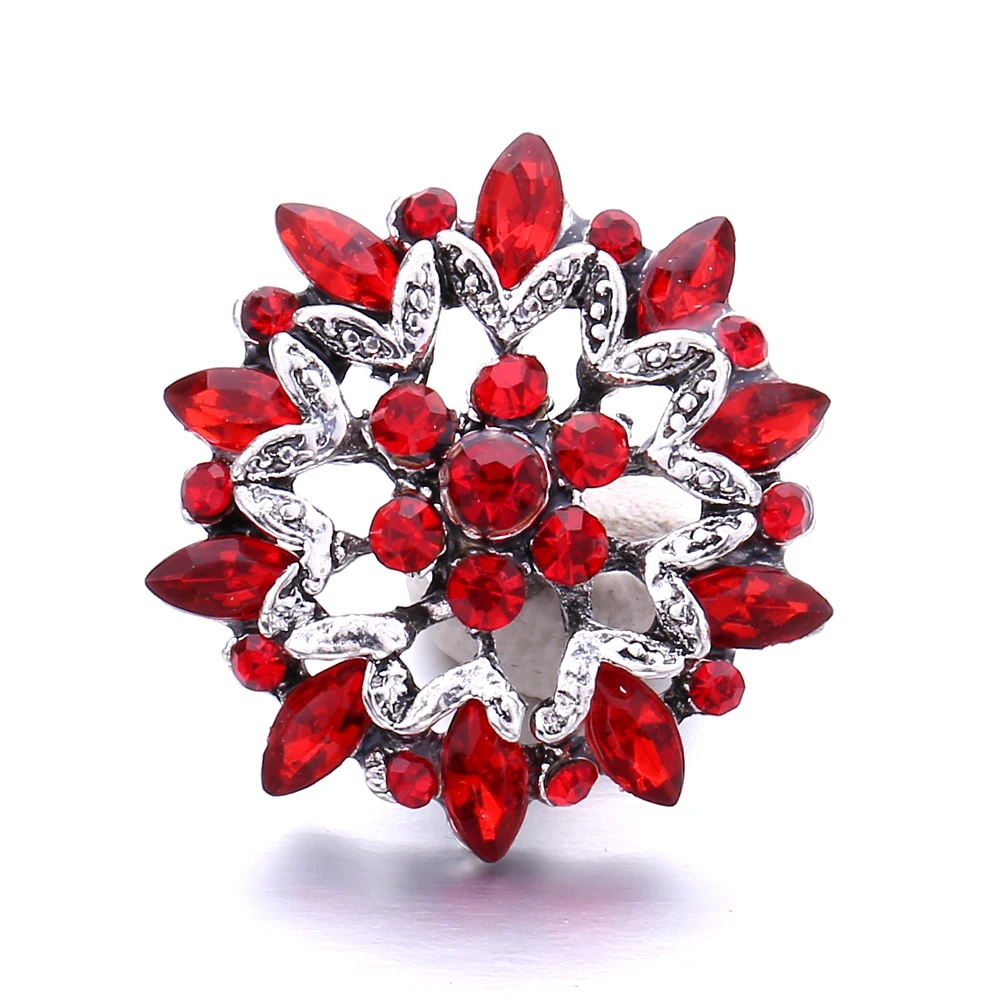 15PCS New Snap Button Jewelry Rhinestone Flower 18mm Metal Snap Buttons Fit Snap Bracelet Bangle Necklace